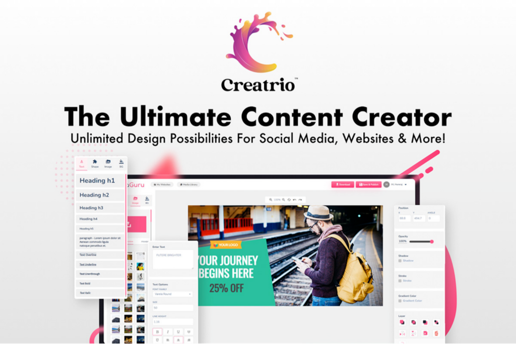 Cree publicaciones sociales visualmente atractivas, anuncios publicitarios y más con una suscripción de por vida a Creatrio Pro, a la venta por $49,99