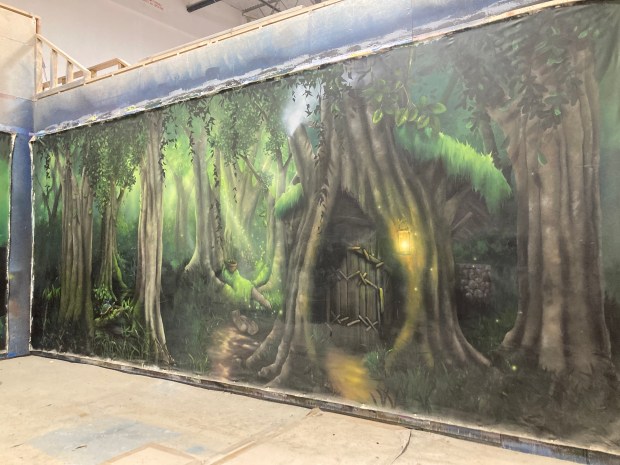 Esta escena de bosque pintada a mano será digitalizada y realizada...