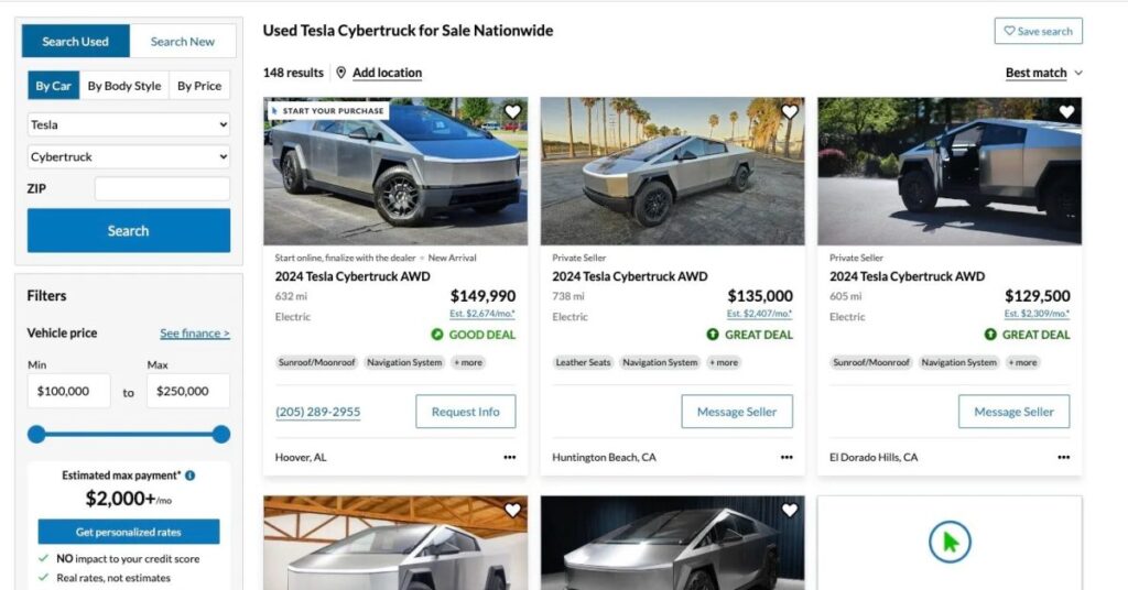 Hay más de 140 Tesla Cybertrucks «usados» a la venta