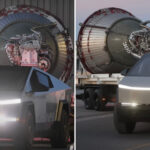 Las imágenes capturan las impresionantes capacidades de remolque del Tesla Cybertruck mientras transporta un enorme motor de cohete: «Este es el futuro»