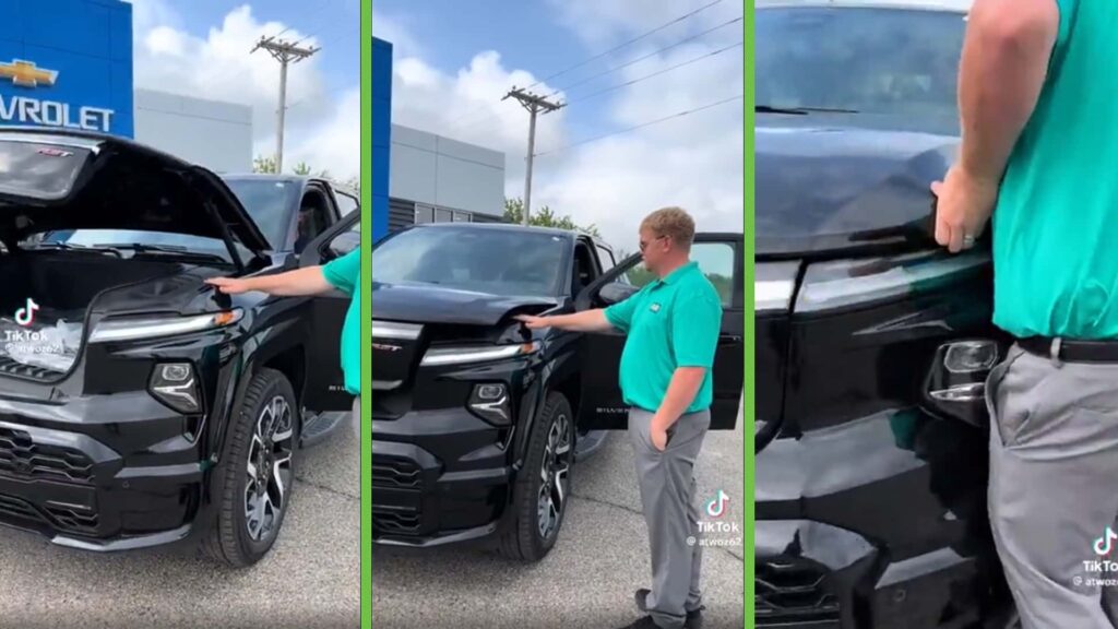 La ‘prueba de dedo’ de Chevy Silverado EV Frunk termina mal en un video viral