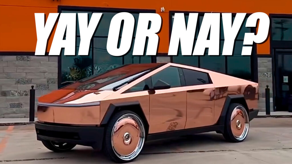 El Tesla Cybertruck Rose Gold con llantas de disco de 30 pulgadas es lo último en Cyberbling