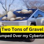 Un camión de grava que viaja a 35 mph deja caer 2 toneladas de roca sobre mi Cybertruck Tesla: mi Cybertruck se sostiene sorprendentemente