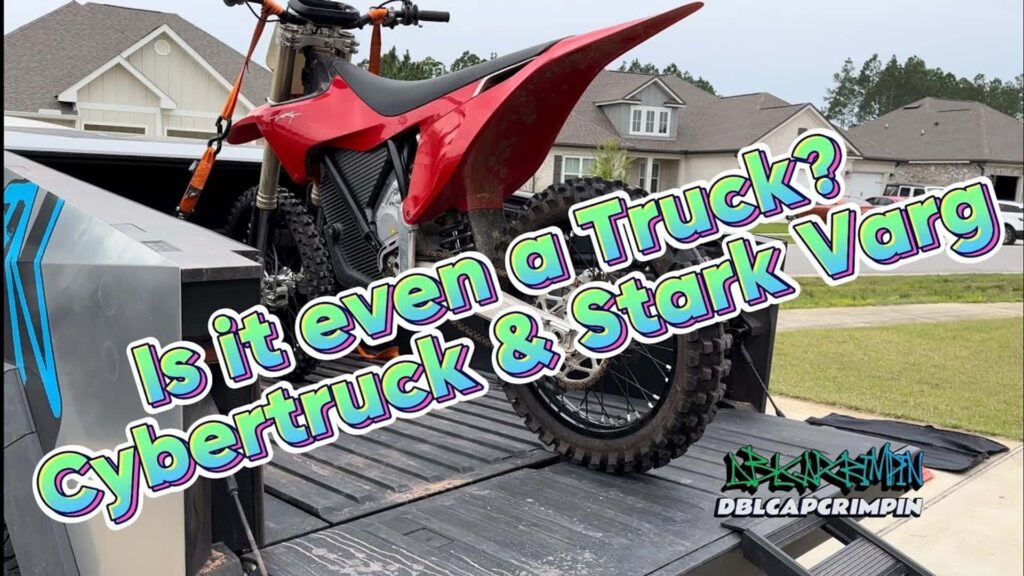 El Cybertruck de Tesla puede albergar una moto de cross de tamaño completo en su caja