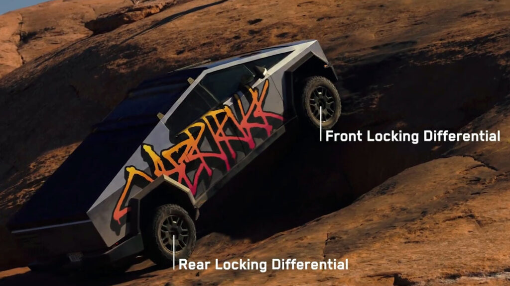 Cybertruck muestra todas sus capacidades todoterreno en un nuevo video de prueba en Hell’s Gate con soporte de bloqueo de diferencial