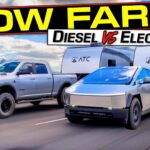 Tesla Cybertruck vs.  La comparación de remolque de la Ram 2500 diésel muestra una diferencia significativa