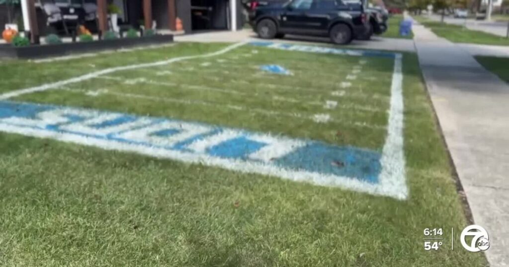 Los fanáticos de los Leones recrean el Ford Field en su propio patio trasero