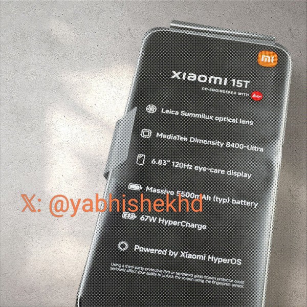 Spy Xiaomi 15t fotos revelan especificaciones clave