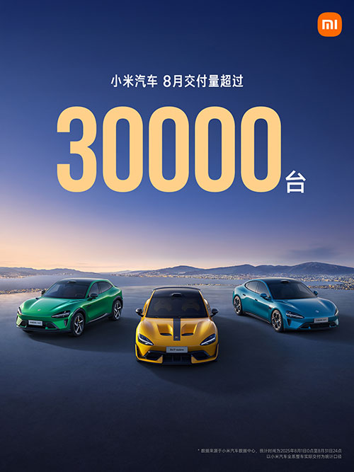 Xiaomi EV declaró 30,000 unidades en sus envíos nuevamente en agosto