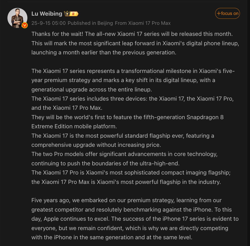 ¡No habrá series Xiaomi 16! Xiaomi omitirá toda la generación de teléfono para luchar con Apple