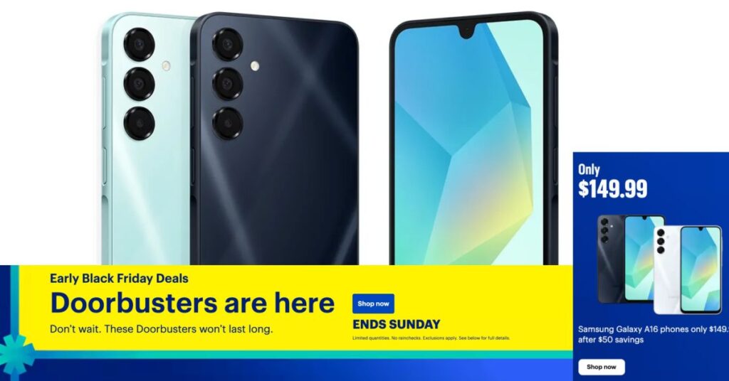 El teléfono inteligente Samsung Galaxy A16 cae hoy a $ 150 en Doorbusters