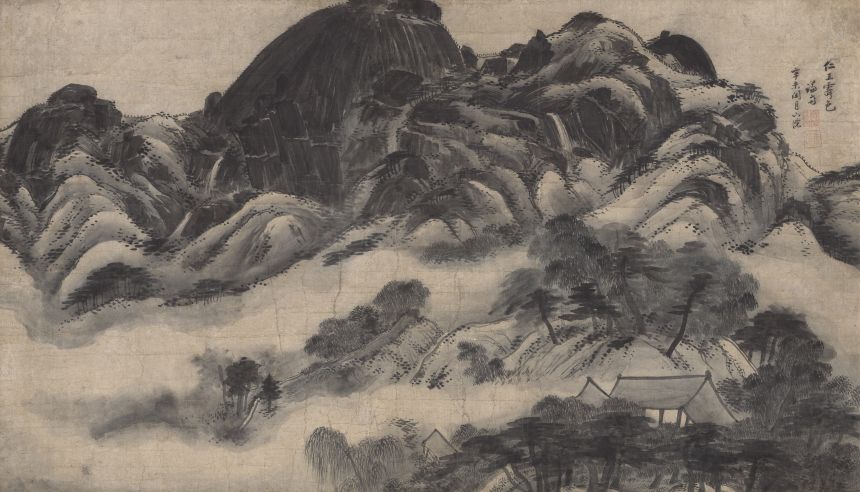 Colgante de tinta de 1751 del pintor paisajista Jeong Seon