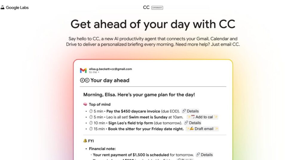 Google Labs prueba el agente de productividad ‘CC’ que se conecta a Gmail