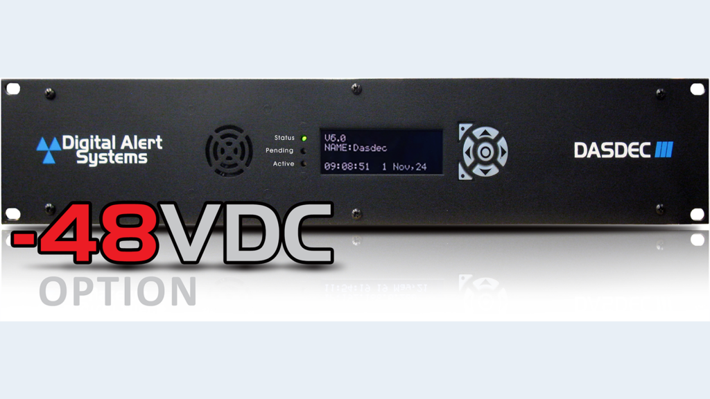 Digital Alert Systems presenta la opción de fuente de alimentación CC DAS3-DC-PS DASDEC-III