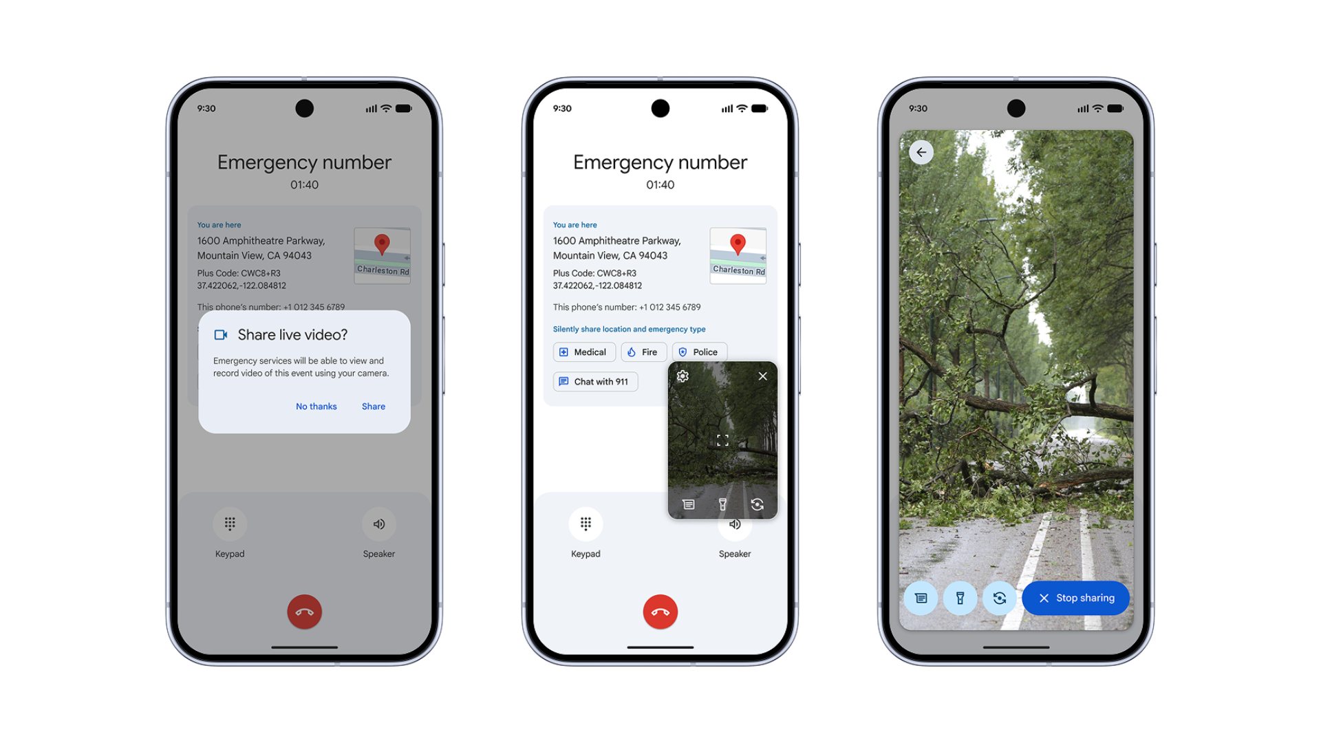 Vídeo en directo de emergencia de Android