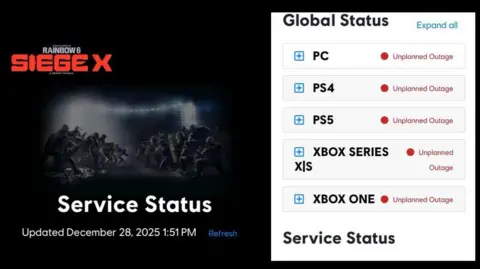 Una captura de pantalla del sitio web de estado del servidor. 