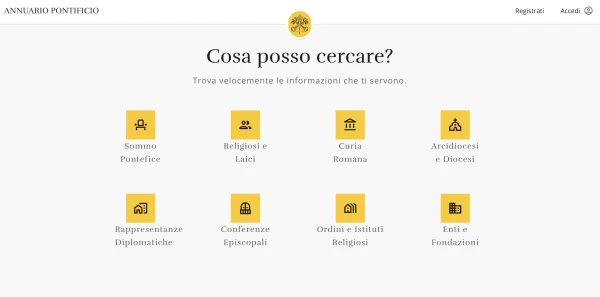 Captura de pantalla de la página de inicio de la versión digital del Anuario Pontificio.