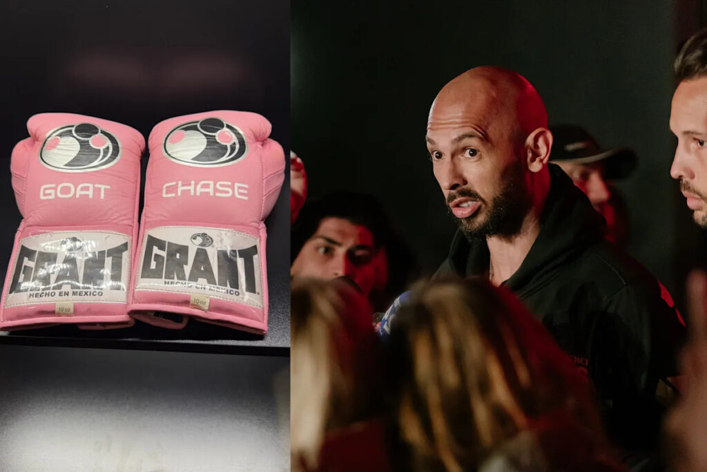 Unos idiotas ofrecen 10.000 dólares en Ebay por los guantes rosas ganadores de Andrew Tate
