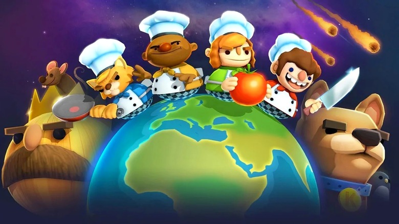 El Rey Cebolla y Kevin junto a algunos chefs en Overcooked