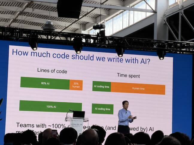 Andrew Ng en su presentación en AI Dev x 26