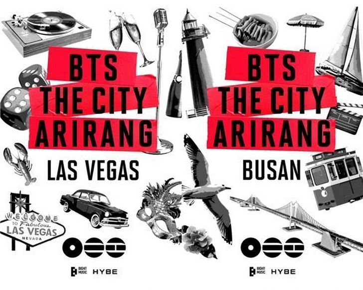 Póster promocional del grupo de K-pop para los proyectos 'The City Arirang' de BTS en Las Vegas y Busan / Cortesía de BigHit Music