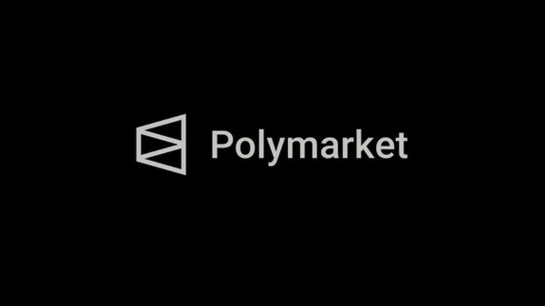 Logotipo y letras de Polymarket sobre fondo negro